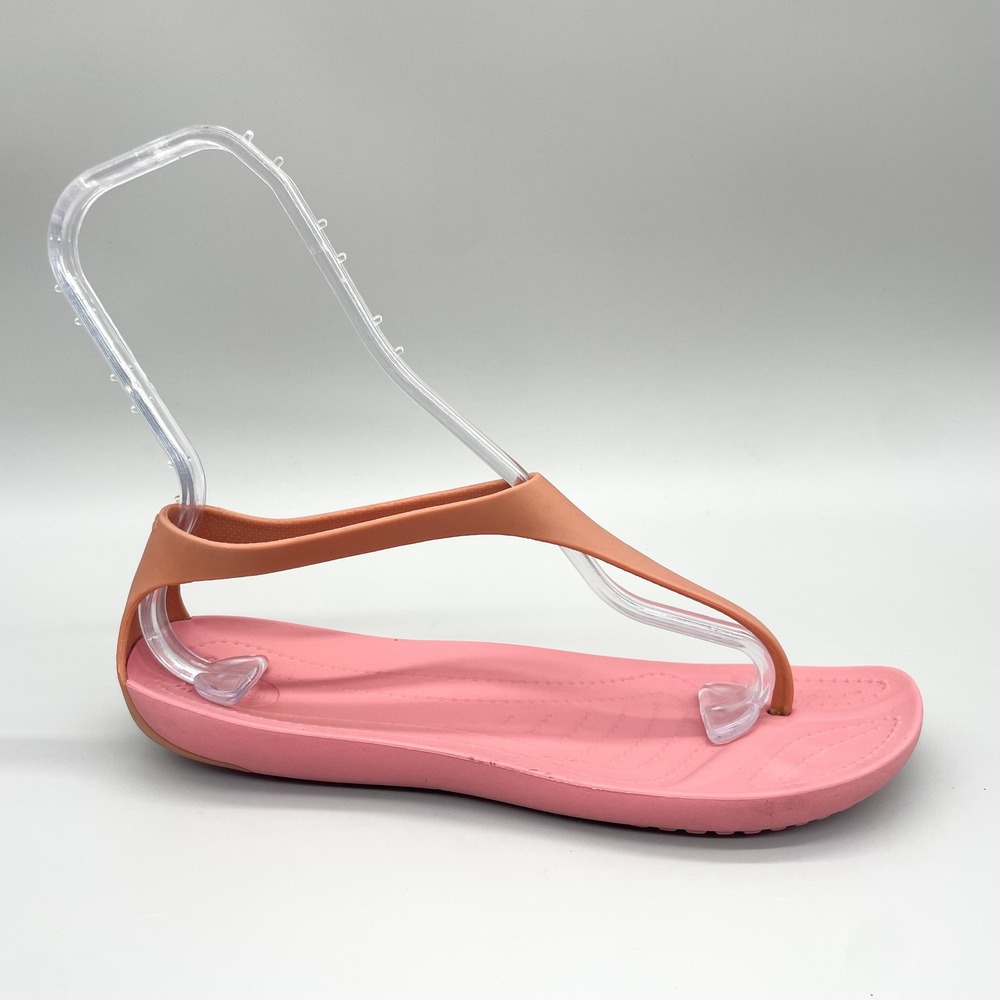 Crocs Sexi Flip Flops Womens 9 Pink Coral Thong Sandals  TStrap Flats Beach Pool